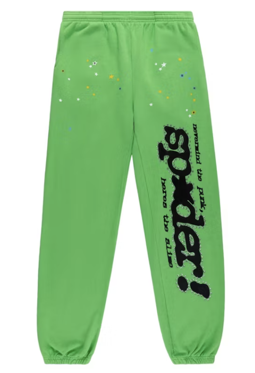 Sp5der Punk V2 Rhinestone Sweatpant Bright Green