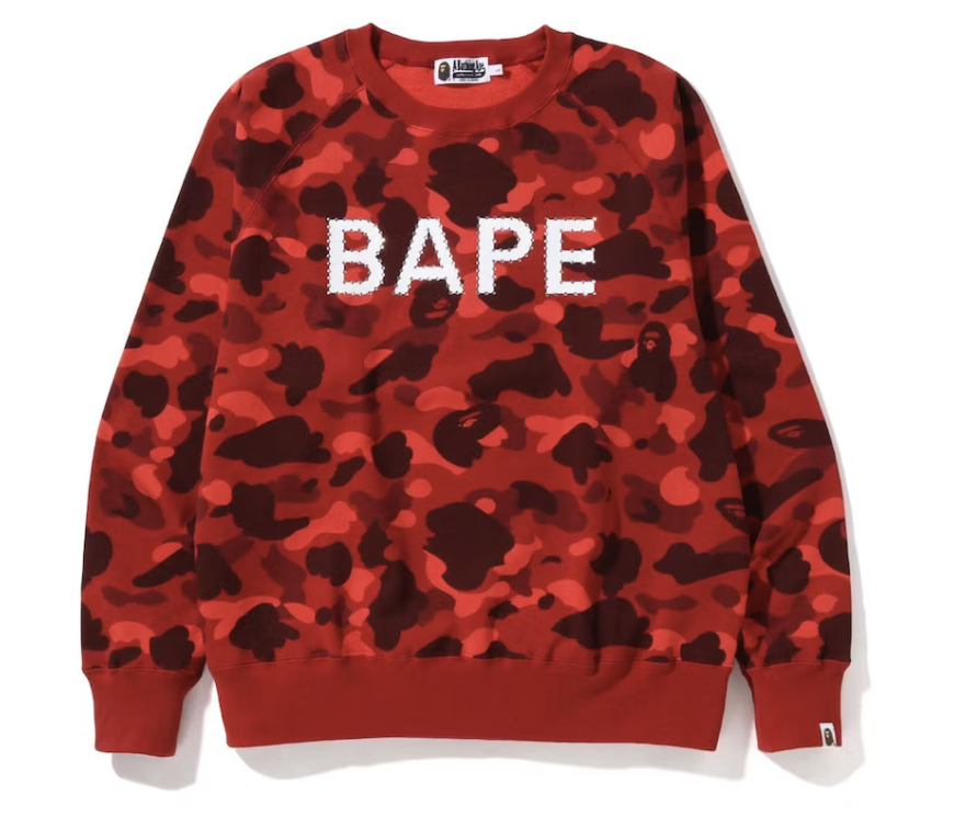 BAPE Red Camo Crystal Stone Crewneck