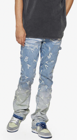 Valabasas "GRIDLOCK " BLUE WASH STACKED FLARE JEAN