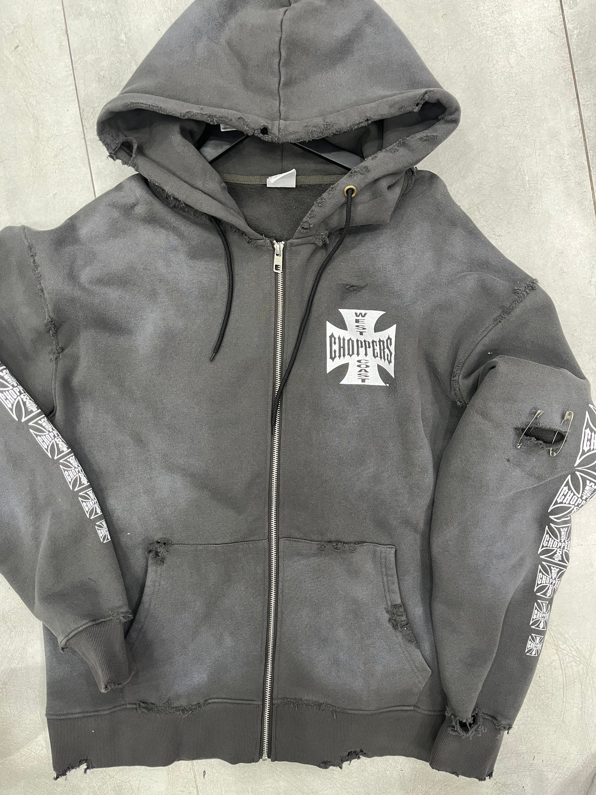 West Coast Choppers Distressed Zip Up Grey