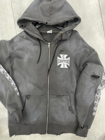 West Coast Choppers Distressed Zip Up Grey