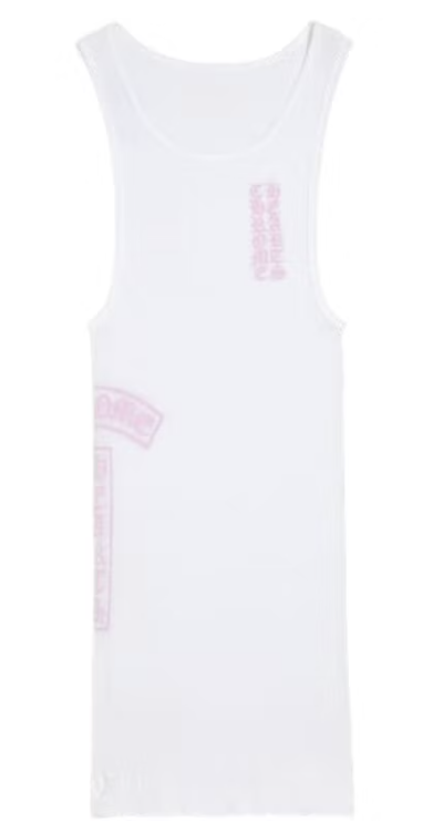 Chrome Hearts T Bar Rib Tank White/Pink