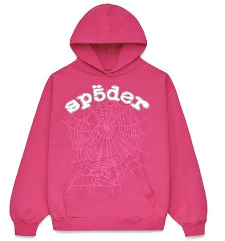 Sp5der Legacy Hoodie Pink White Letters