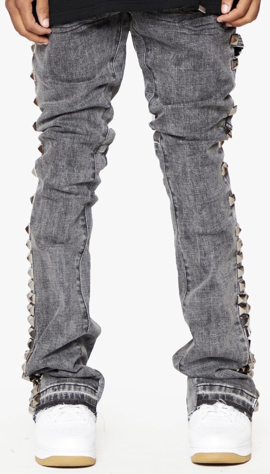 Valabasas "GLAZ" GREY STACKED FLARE JEAN