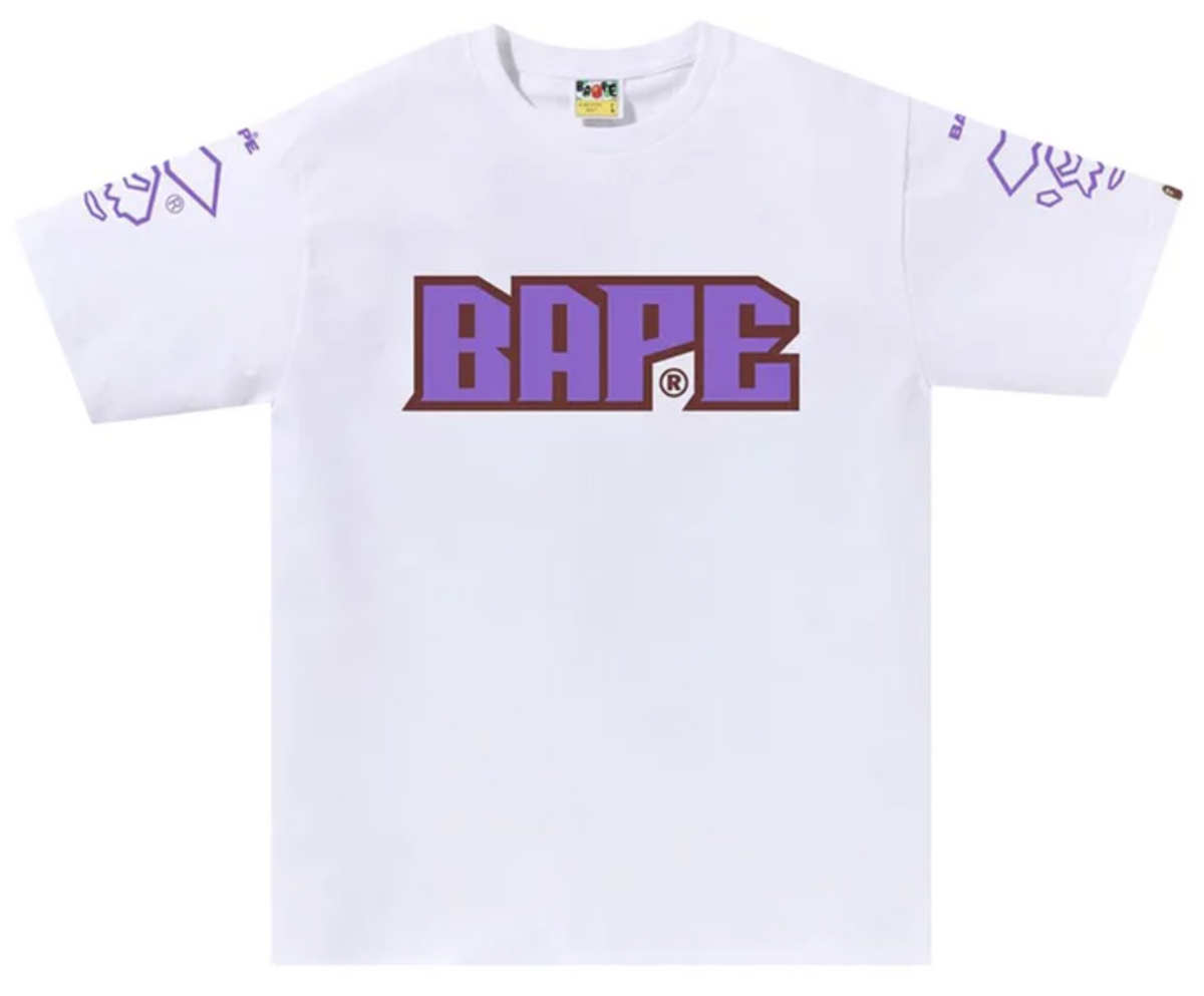 BAPE Purple Football White Tee