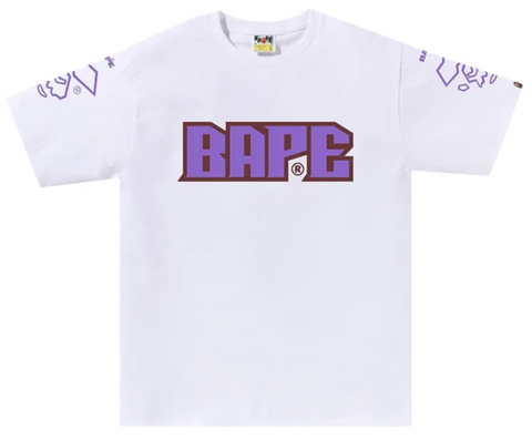 BAPE Purple Football White Tee