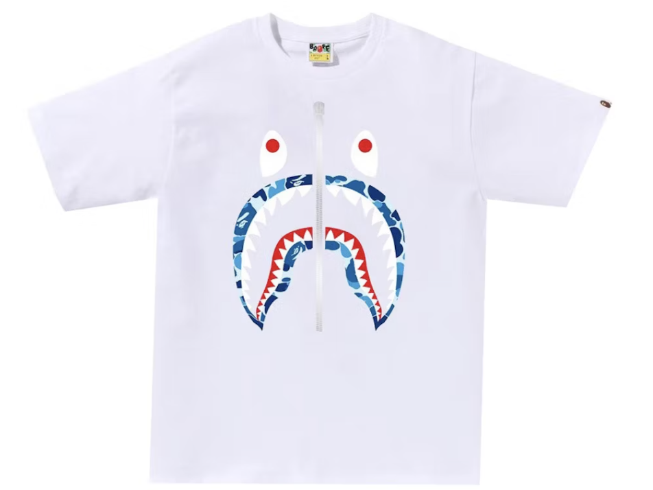 BAPE Blue Camo Shark White Tee