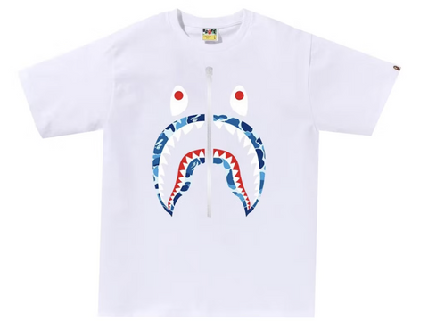 BAPE Blue Camo Shark White Tee