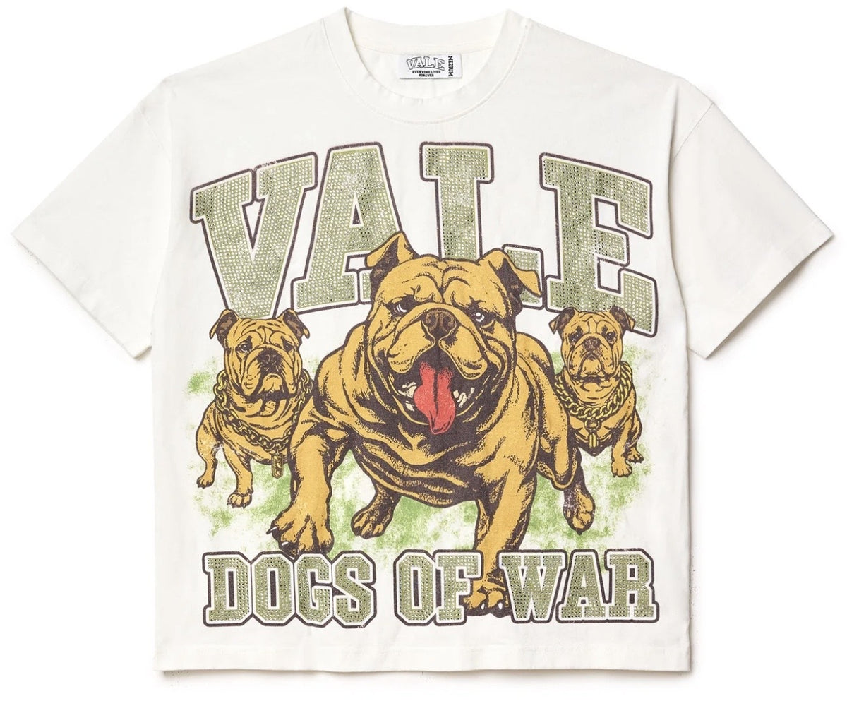 VALE FOREVER WHITE WAR DOG BLING TEE