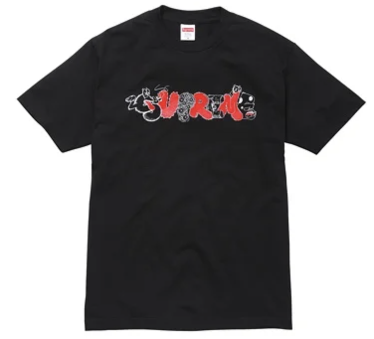 Supreme Original Fake Kaws Black Tee