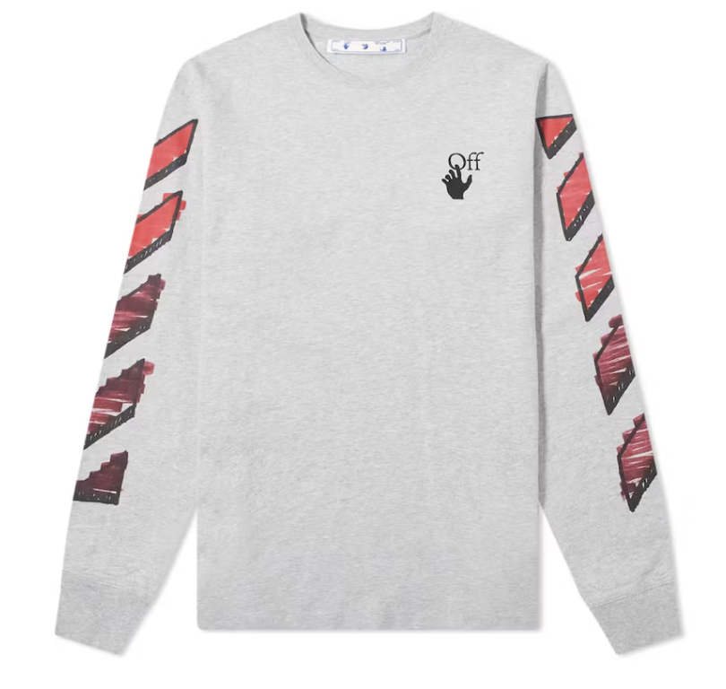 OFF-WHITE Marker Arrows Long Sleeve Tee Grey Red