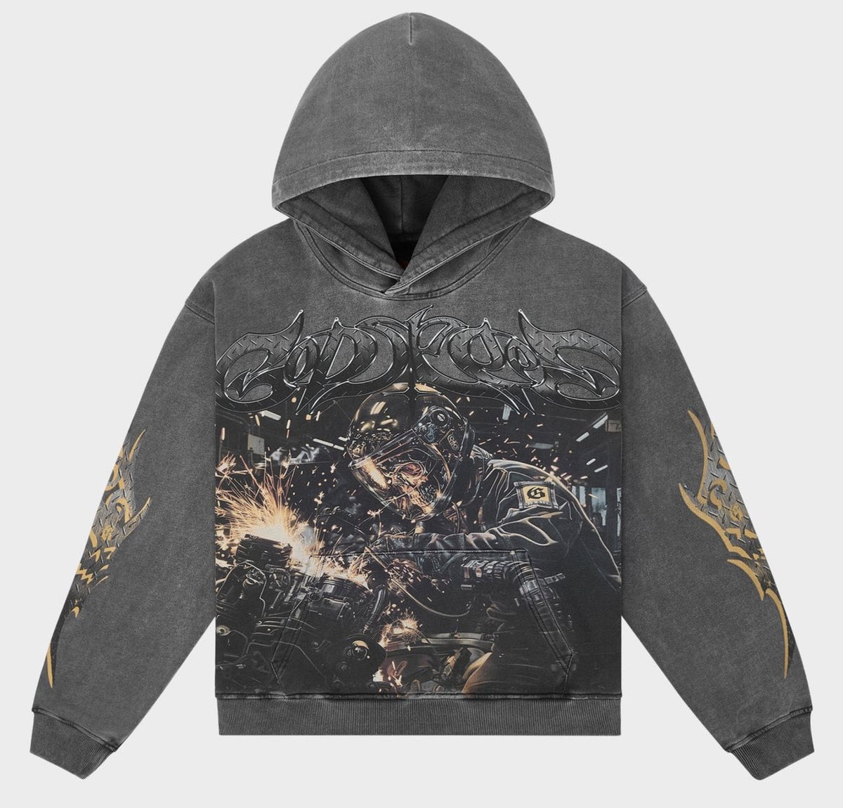 Godspeed Steel Sharpens Steel Hoodie (Grey Wash)