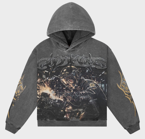 Godspeed Steel Sharpens Steel Hoodie (Grey Wash)