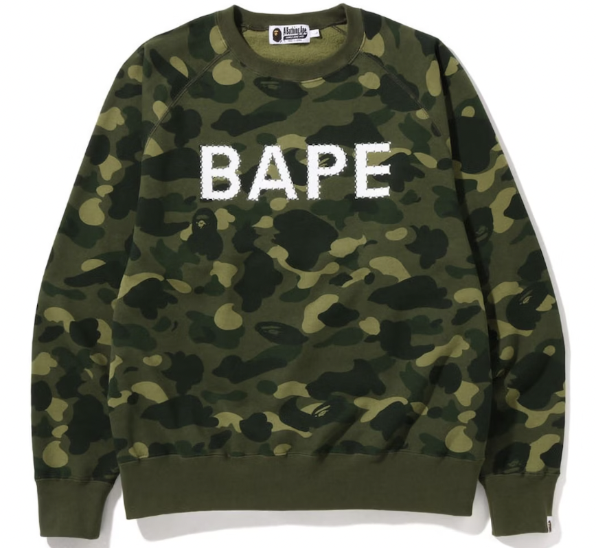 BAPE Green Camo Crystal Stone Crewneck Pre-Owned