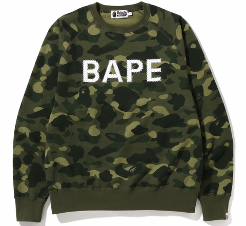 BAPE Green Camo Crystal Stone Crewneck Pre-Owned