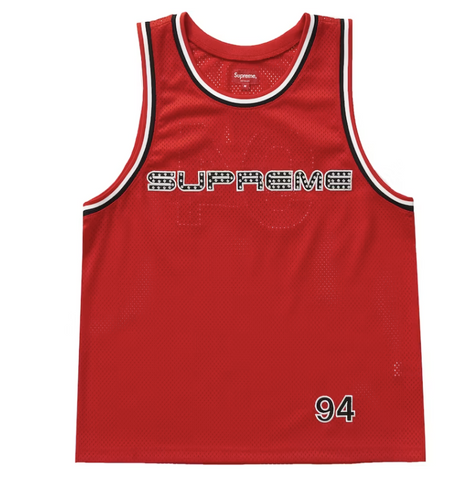 Supreme Rhinestone Basketball Jersey Red Pre-Owned