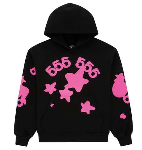 Sp5der Beluga Angel Number Hoodie Black