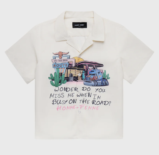 Homme Femme Truck Stop Button Down Cream