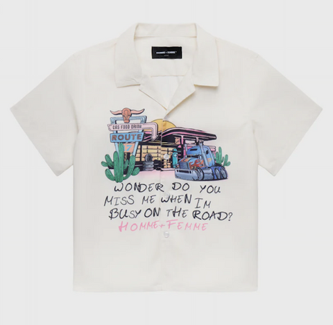 Homme Femme Truck Stop Button Down Cream