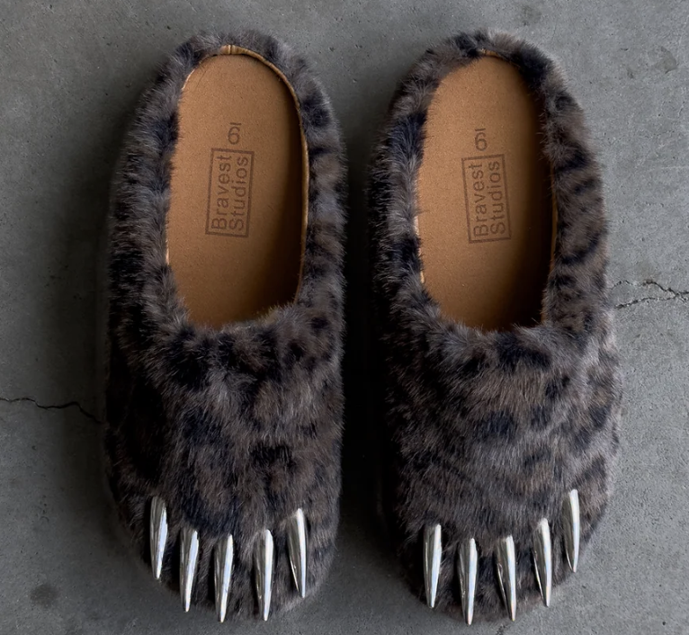 Bravest Studios Dark Leopard Bear Claw Mules