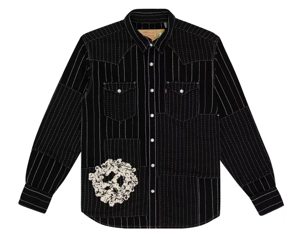 Denim Tears Peace Patchwork Western Button Up Black