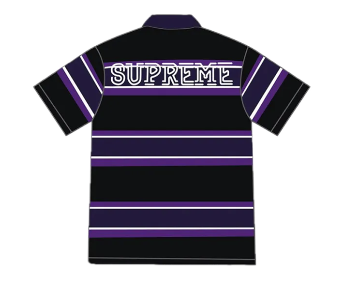 Supreme Stripe Velour Polo "Black/Purple" Pre-Owned