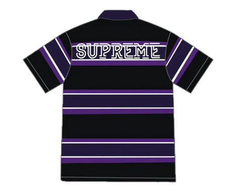Supreme Stripe Velour Polo "Black/Purple" Pre-Owned