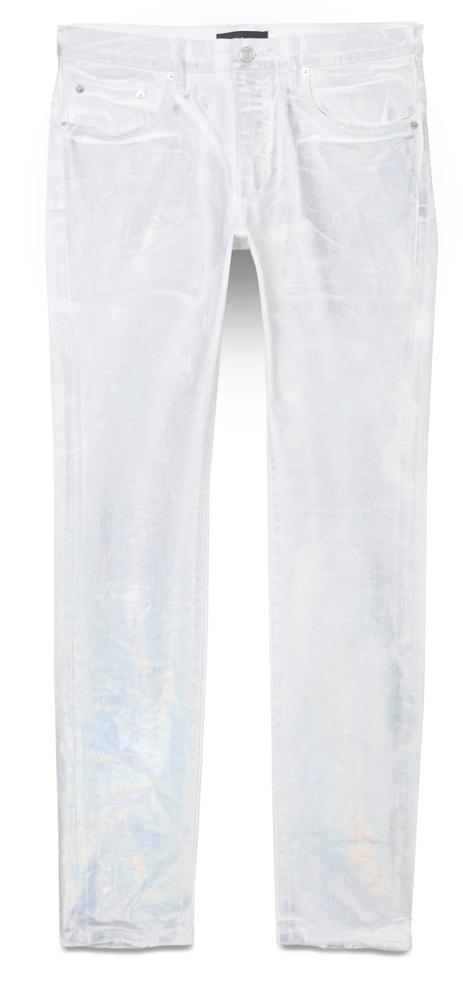 Purple Brand P001 LOW RISE SKINNY JEAN - Worn White Iridescent Pearl