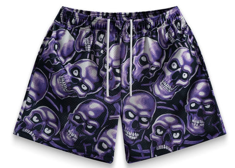 Bravest Studios Purple Skully Mesh Shorts
