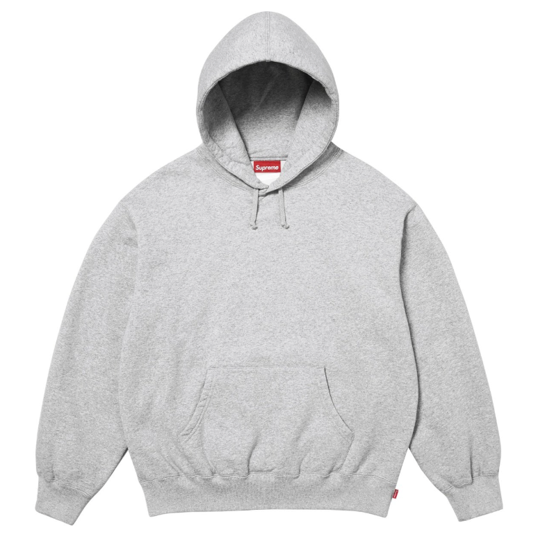 Satin Appliqué Hooded Sweatshirt Heather Grey
