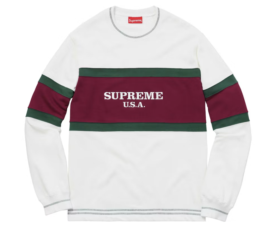 Supreme Center Strip Crewneck White Pre-Owned