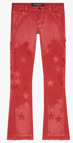 Valabasas "V-STARS” RED WASH STACKED FLARE JEAN