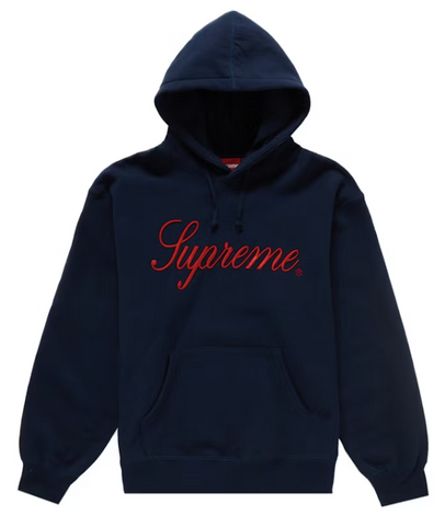 Supreme Embroidered Script Hooded Sweatshirt Navy