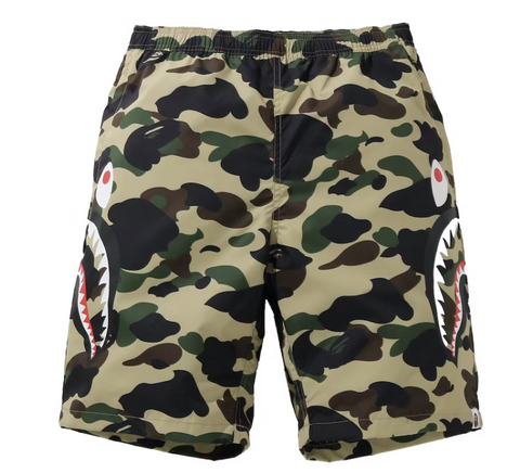 BAPE 1st Camo Side Shark Beach Shorts Green