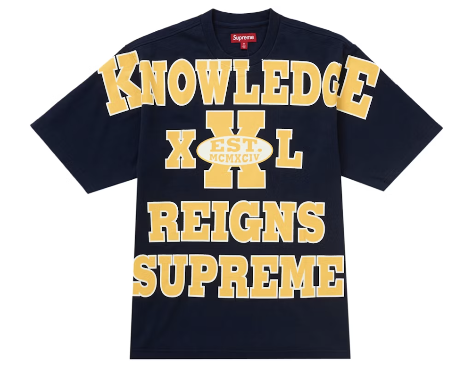 Supreme Overprint Knowledge S/S Top Navy