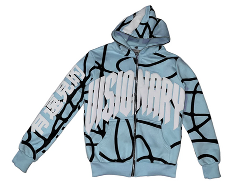 Visionary Club "GLACIER ICE" FULL ZIP-UP PUFF PRINT HOODIE