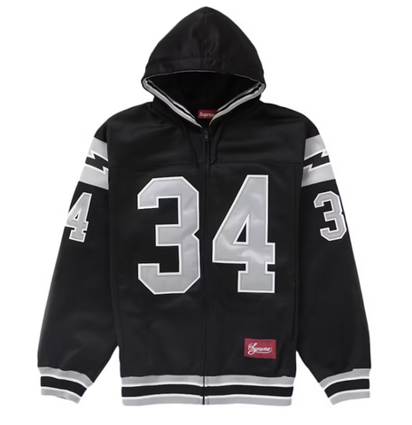 Supreme Football Zip Up Hooded Sweatshirt Black