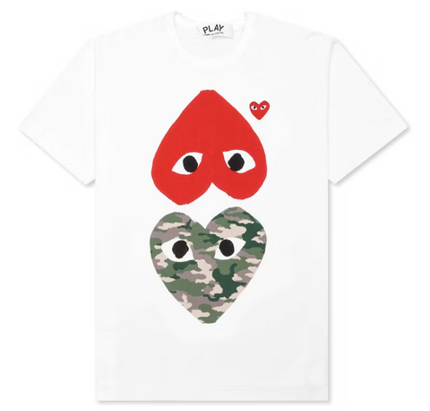 CDG PLAY Camouflage Mirror Heart Tee White