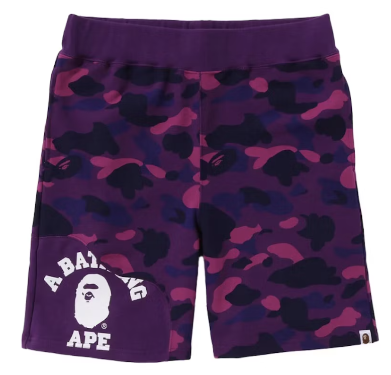 BAPE Purple Camo Cutting Sweat Shorts