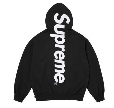 Supreme Satin Appliqué Hooded Sweatshirt Black