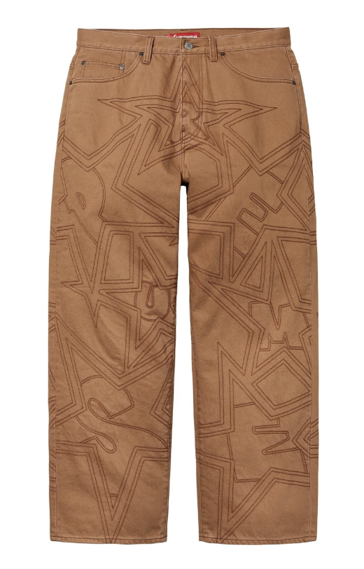 Supreme Stars Topstitch Baggy Jean Brown