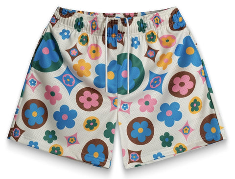 Bravest Studios Flowers Cream Multi Mesh Shorts