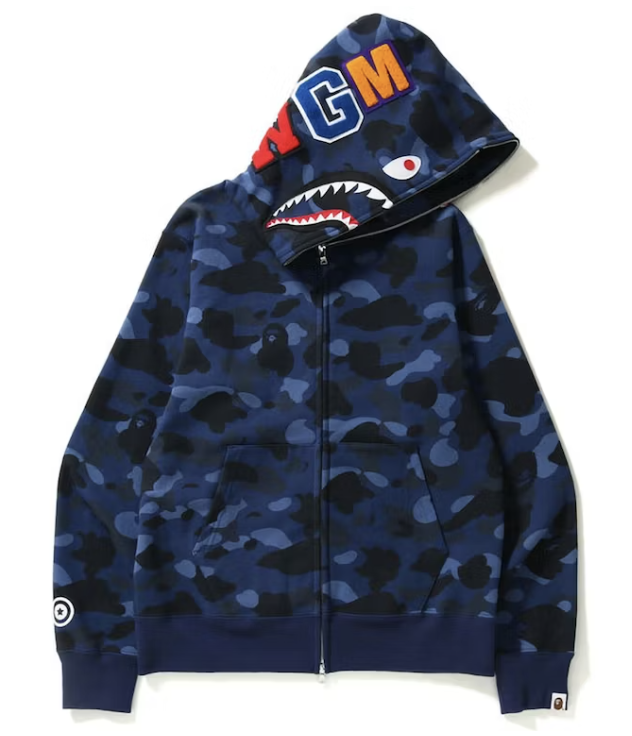 BAPE Color Camo Shark Full Zip Hoodie Navy