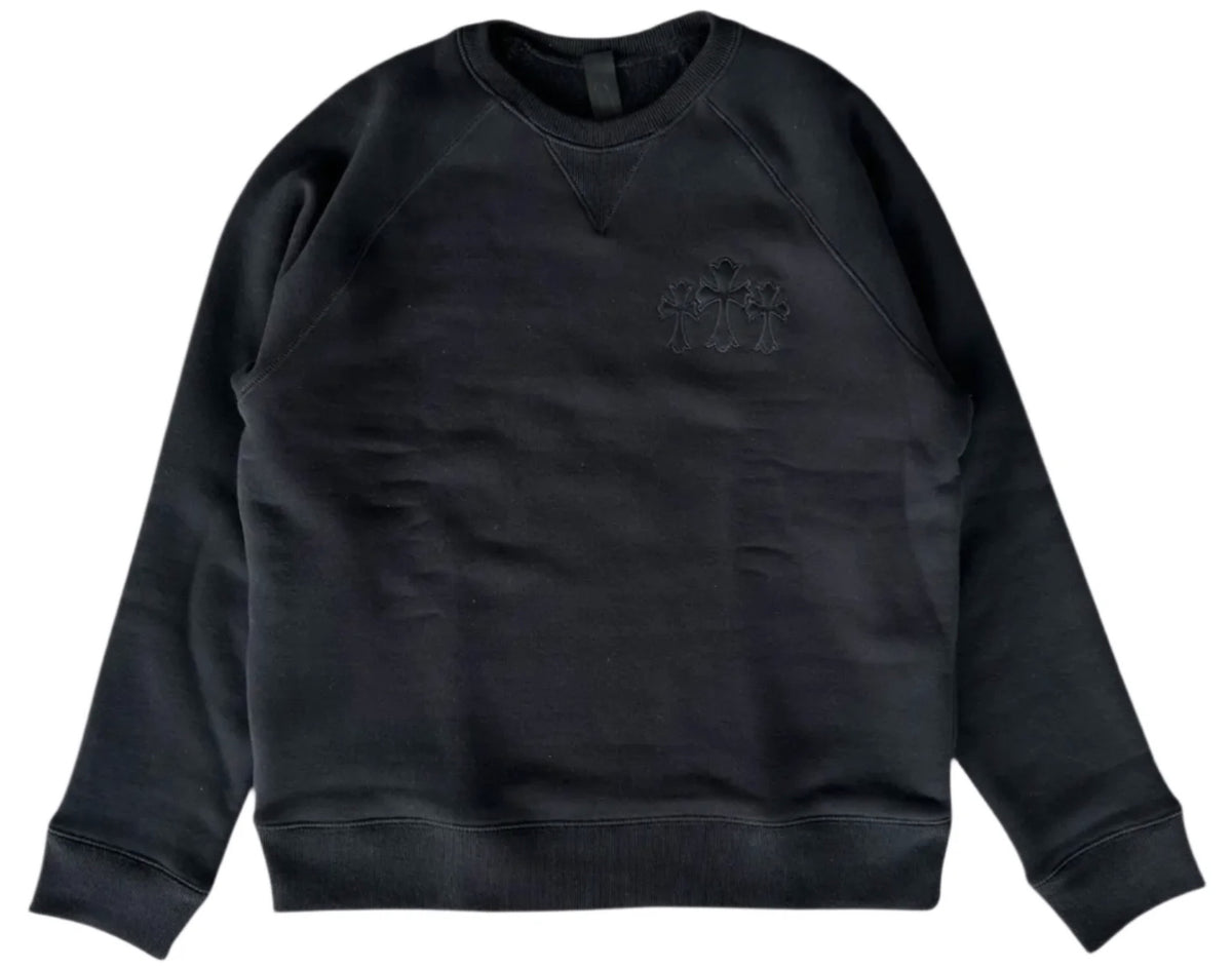 Chrome Hearts Embroidered Triple Cross CH Crewneck Black