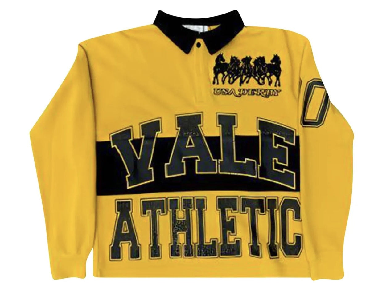 VALE FOREVER DERBY RUGBY BRUCE LEE LONGSLEEVE POLO BLACK/YELLOW Pre-Owned