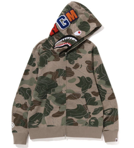 BAPE Layered Line Camo Shark Full Zip Hoodie