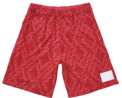 Purple Brand Chain Print Red Swim Shorts