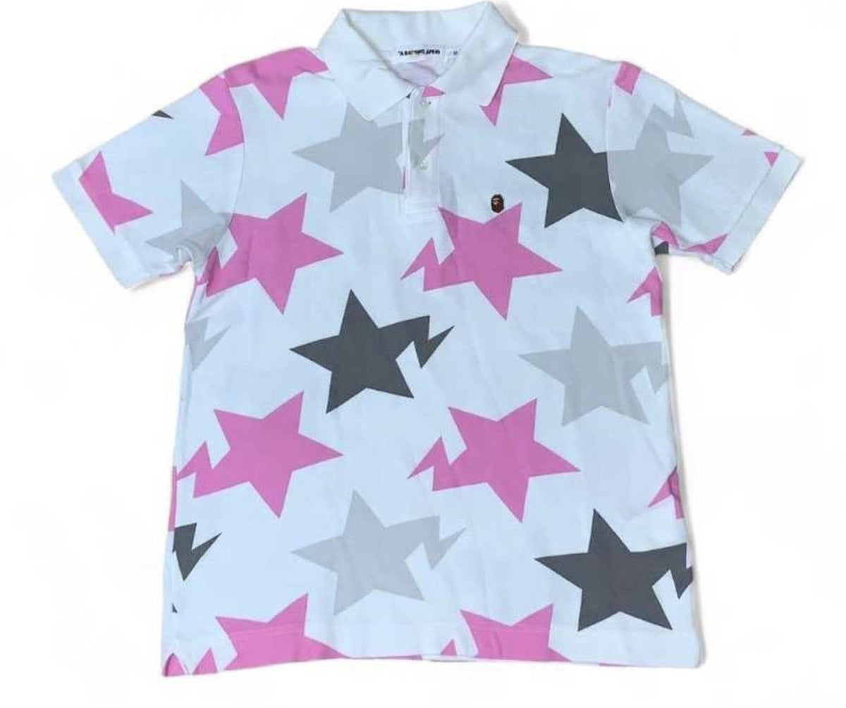 BAPE Pink/Grey Star Polo Pre-Owned