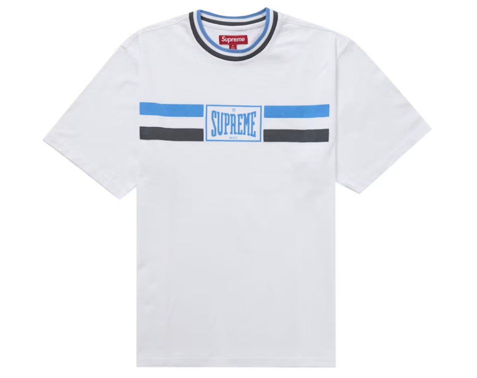 Supreme Warm Up Stripe S/S Top White
