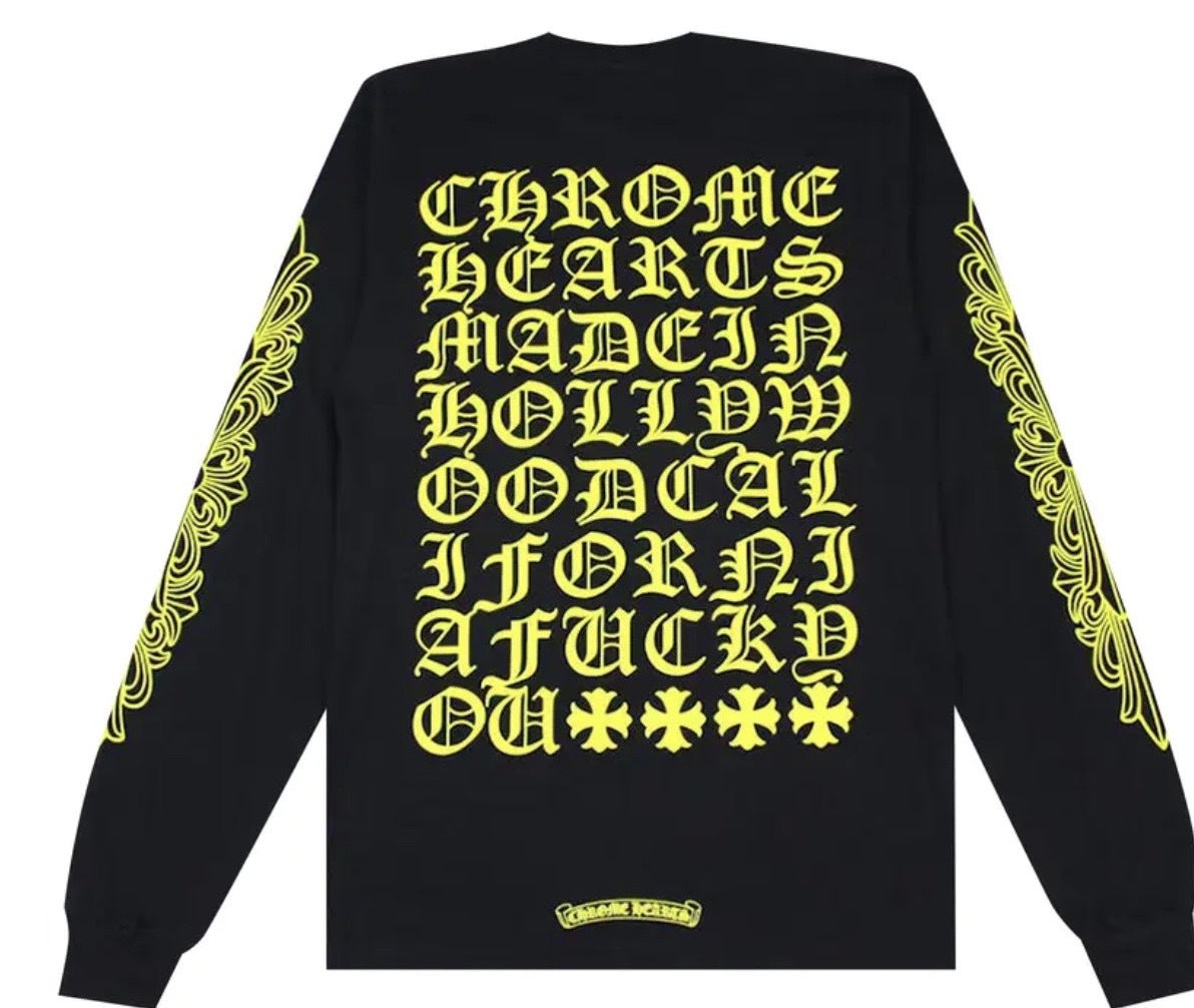 Chrome Hearts Made In Hollywood Pocket Long-Sleeve T-Shirt 'Black/Yellow' Pre-Owned